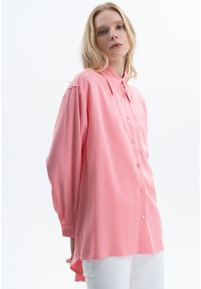 Pointed Collar Solid Shirt -Sale