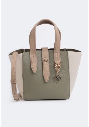 Two Toned PU Leather Handbag