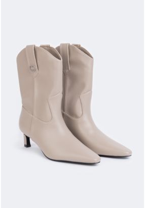 Heeled Solid Boots