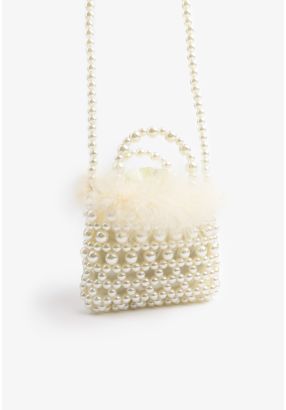 Beaded Faux Feather Crossbody Bag