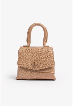 Crocodile Embossed Mini Hand Bag