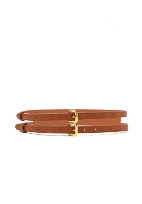 Croc Textured Double Buckle Belt