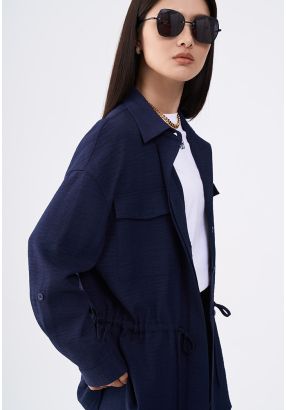 Drawstring Button Up Jacket