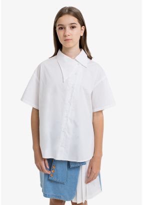 Asymmetrical Collar Solid Shirt