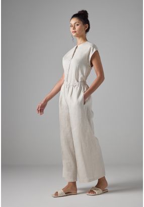 Solid Wide Leg Linen Trousers