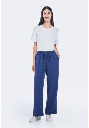 Elastic Waistband Crinkled Trousers