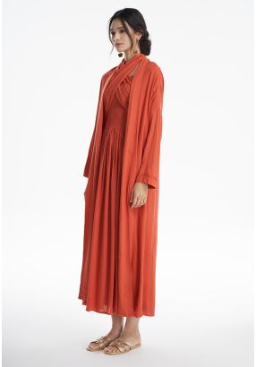 Embroider Striped Open Maxi Abaya -Sale