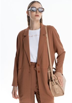 Solid Double Breasted Tiered Blazer - Work Style -Sale