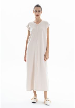 Sleeveless V Neck Knitted Basic Dress -Sale