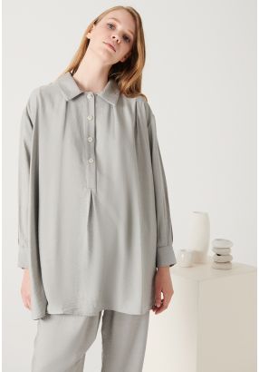 Solid Tunic Flared Shirt -Sale