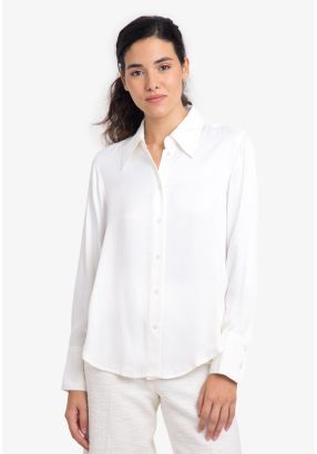 Solid Button Up Shirt with Long Sleeves