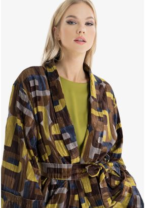 Printed Velvet Kimono Jacket -Sale