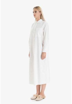 Solid Poplin Loose Shirt Dress -Sale