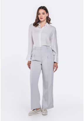 Solid Pleated Waist Trousers