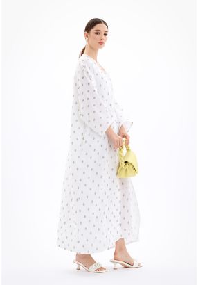 Maxi Open Front Printed Abaya With Chunky Belt -Sale