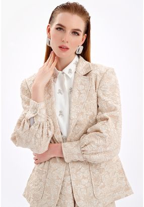 Textured Jacquard Jacket With Front Pockets -Sale