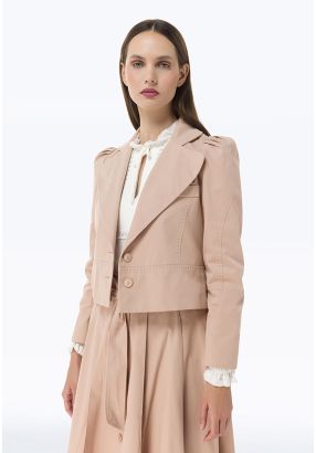 Puff Sleeve Solid Short Jacket -Sale