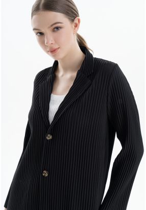 Fine Pleated Collared Buttons Blazer -Sale