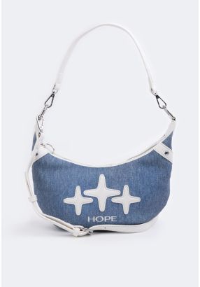 Sparkle Pattern Denim Shoulder Bag