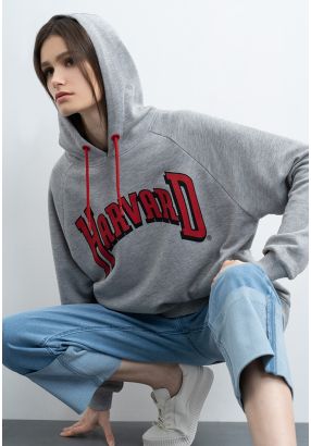 Printed Hooded Sweatshirt With Hood -Sale