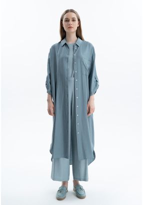 Long Wrinkled Shirt Dress -Sale