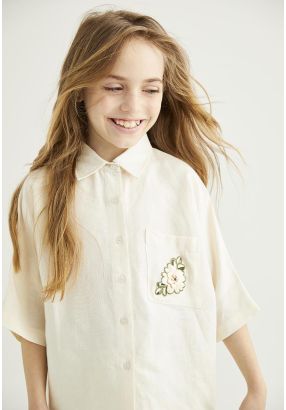 3/4 Sleeves Embroidered Shirt