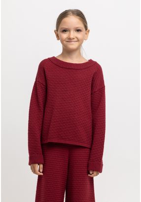 Textured Solid Knitted Folded Long Sleeves Top -Sale