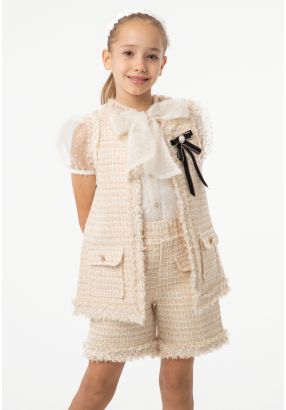 Frayed Tweed Lurex Sleeveless Vest -Sale