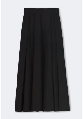 Solid Pleated Maxi Skirt