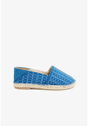 Straw Sole Denim Monogram Loafers