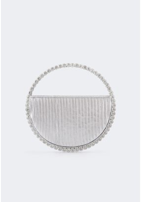 Crystal Embellished Half Moon Hand Bag