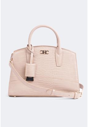 Solid Embossed Croc Handbag