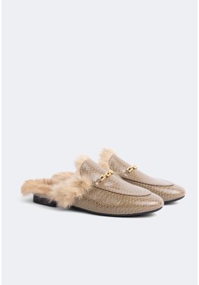 Faux Fur Embellished Sole Mules