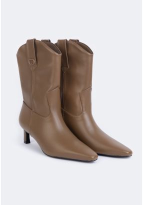 Heeled Solid Boots