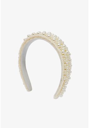 Quilted Faux Pearl Embellished Headband