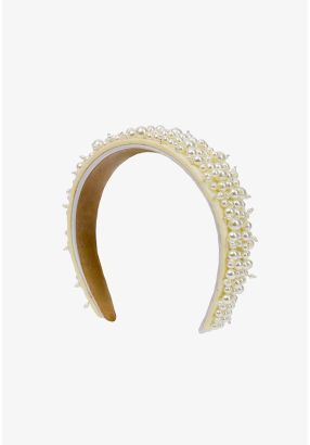 Quilted Faux Pearl Embellished Headband