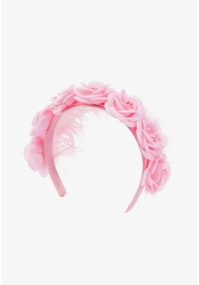 Floral Faux Feather Embellished Headband