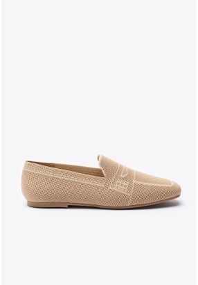 Pattern Texture Fly Knit Loafer Shoes -Sale