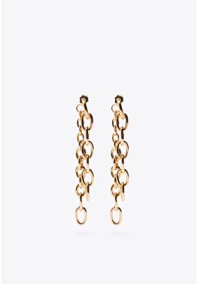 J-Hoops Double Chain Drop Earrings -Sale