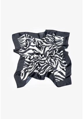 Square Frame Black Zebra Print Smooth Scarf -Sale