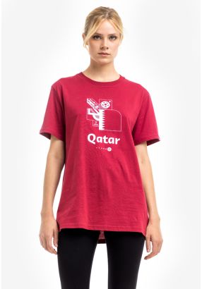 FIFA Word Cup Qatar Printed Multicolored T-Shirt - Woman -Sale