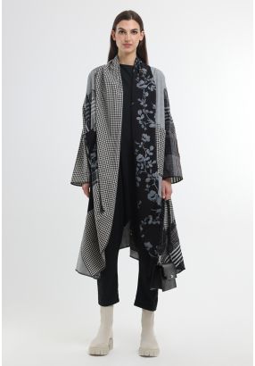 Mulitcolored Multi-Printed Open Midi Abaya -Sale