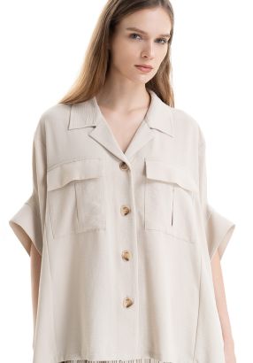 Solid Textured Oversized Shirt -Sale