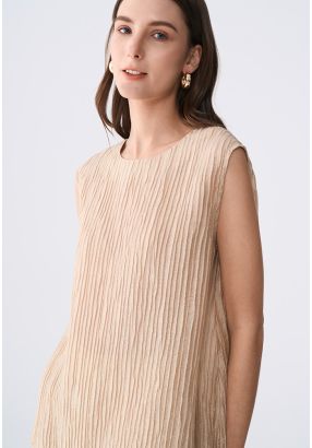 Solid Sleeveless Textured Top