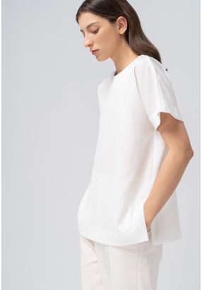 Solid Continuous Short Sleeves Blouse