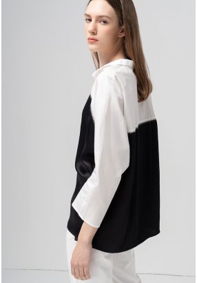 Contrast Raglan Sleeves Oversized Blouse