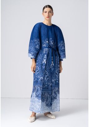 Electric Pleated Printed Maxi Abaya