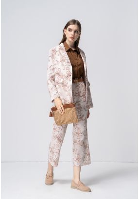 Paisley Printed Soft Toned Straight Leg Trouser