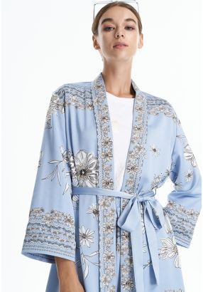 Light Blue Printed Jacket -Sale