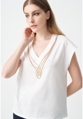 Sleeveless T-shirt With Detachable Chain